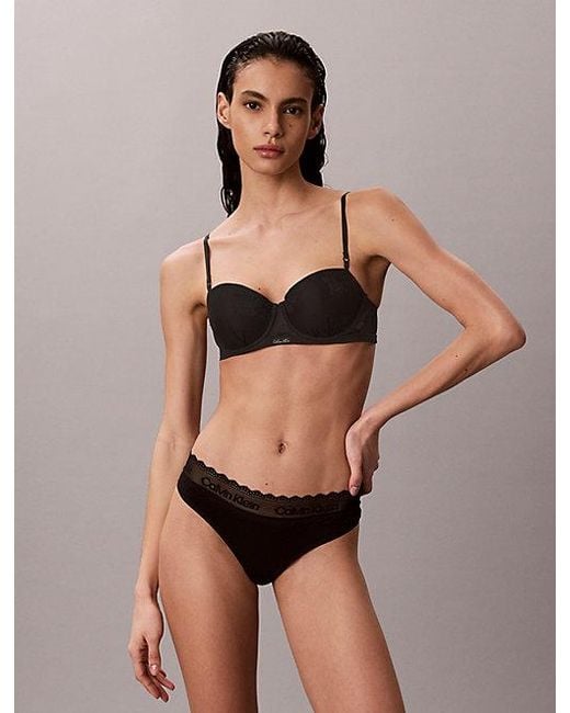 Calvin Klein Black Thong Cotton Lace