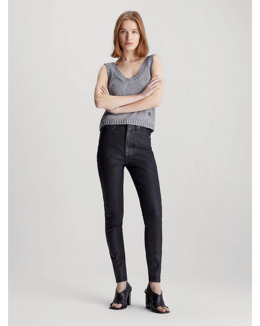 Jean enduit super skinny longueur cheville Calvin Klein en coloris Blue