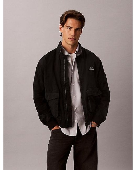 Calvin Klein Black Jeans Cotton Canvas Harrington Jacket for men