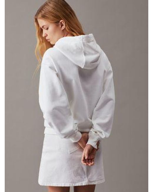 Sudadera oversized con capucha y monograma Calvin Klein de color White