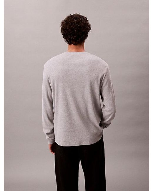 Calvin Klein Gray Jeans Long Sleeve Waffle T-Shirt for men