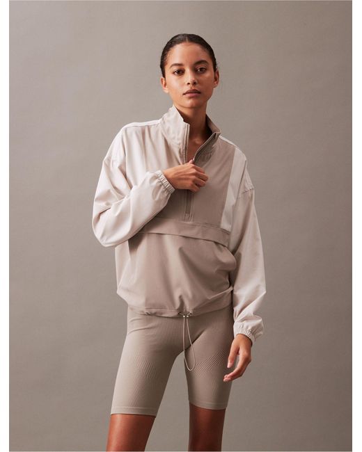 Calvin Klein Brown Performance Colorblock Half Zip Jacket