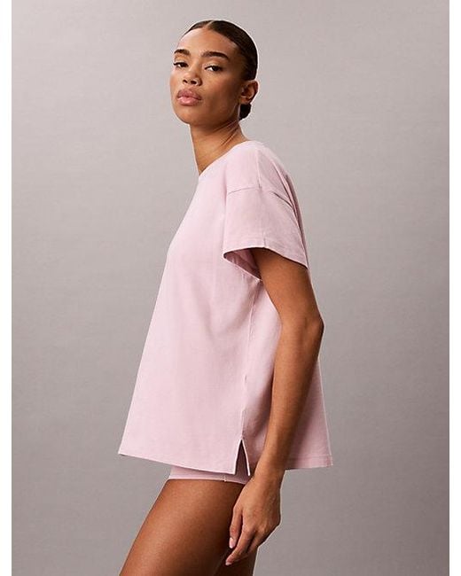 Calvin Klein Pink Relaxed T-Shirt Cotton Stretch Lounge