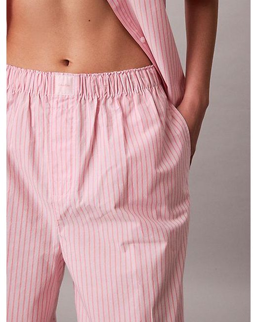 Calvin Klein Pink Cotton Poplin Pants Pyjama Set