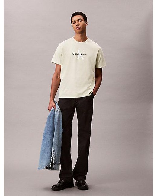 Calvin Klein T-Shirt Mit Monogramm-Logo in Natural für Herren