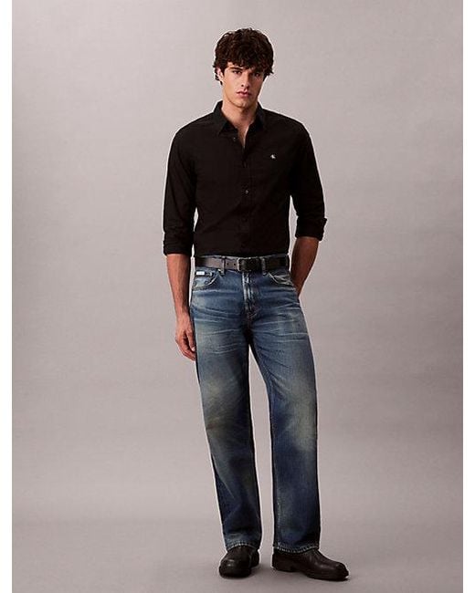 Calvin Klein Effen Klassiek Oxford Button-Down Overhemd in het Black voor heren