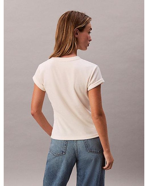 Calvin Klein Multicolor Jeans Velour Embossed Logo Graphic Slim T-Shirt