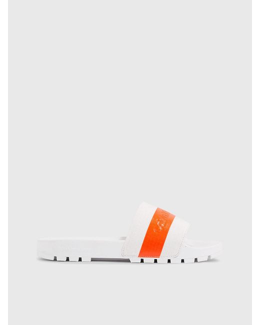 Calvin Klein White Recycled Sliders for men
