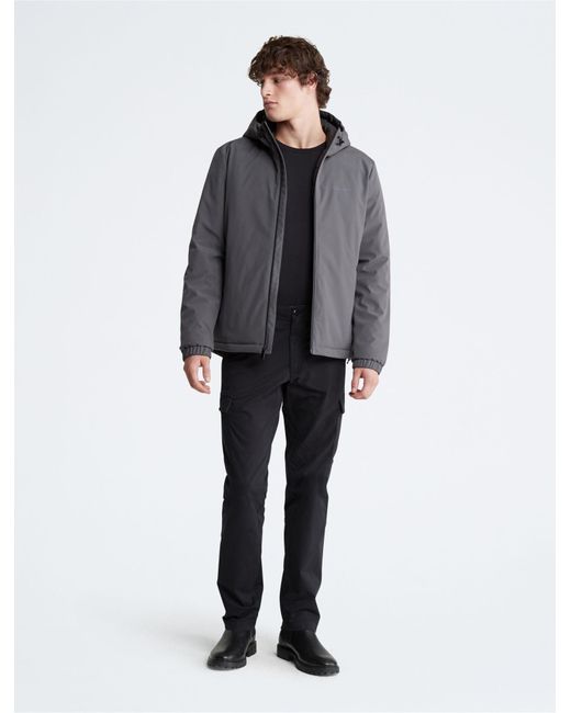 Calvin Klein Gray Hooded Stretch Lined Jacket for men