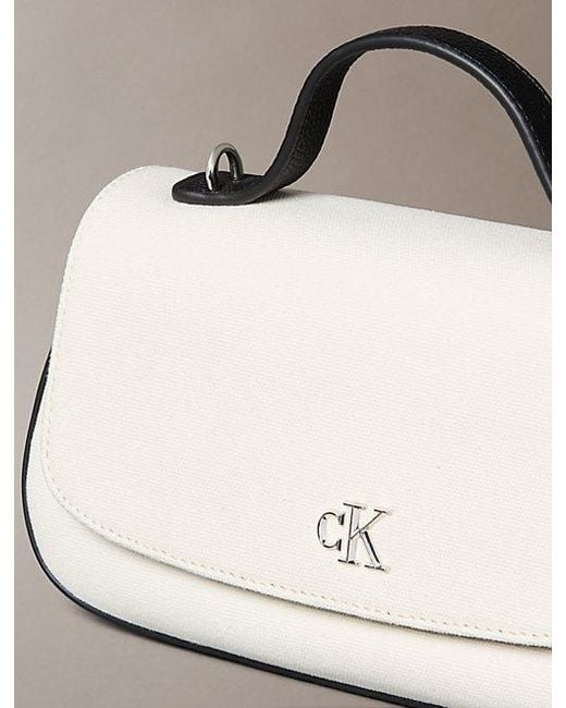 Calvin Klein Brown Cotton Canvas Top Handle Shoulder Bag