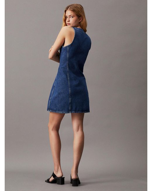 Calvin Klein Blue Denim Zip-through Mini Dress