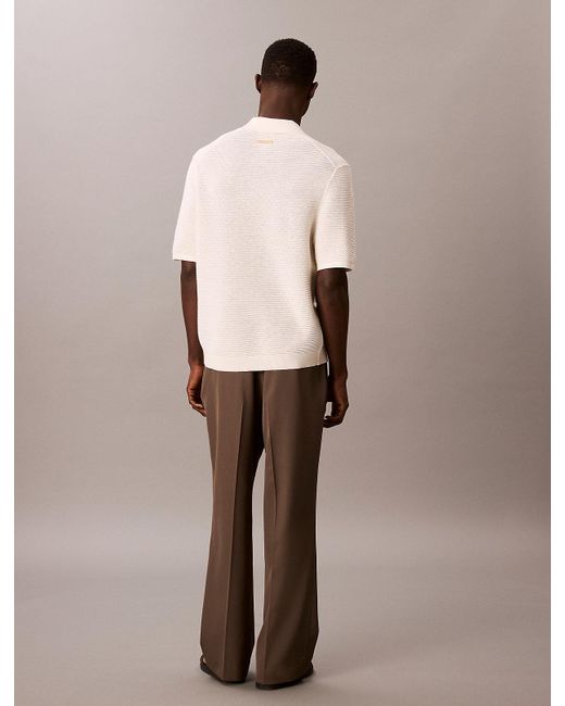 Polo En Maille Technique Avec Col Johnny Calvin Klein pour homme en coloris Natural
