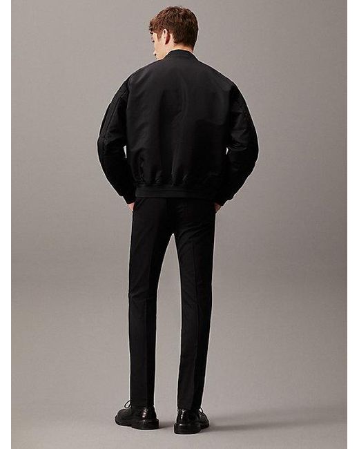 Calvin Klein Black Slim Wool Stretch Suit Trousers for men