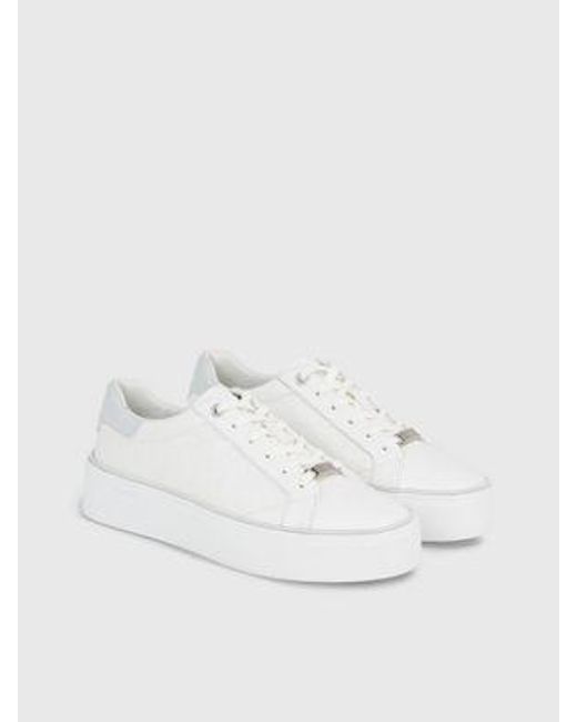 Zapatillas de plataforma de piel con logo Calvin Klein de color White