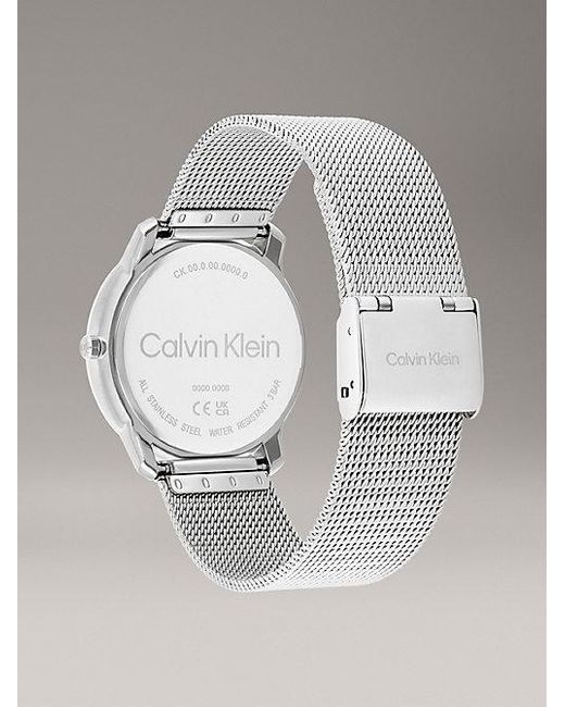 Calvin Klein Gray Monogram Logo Mesh Bracelet Watch