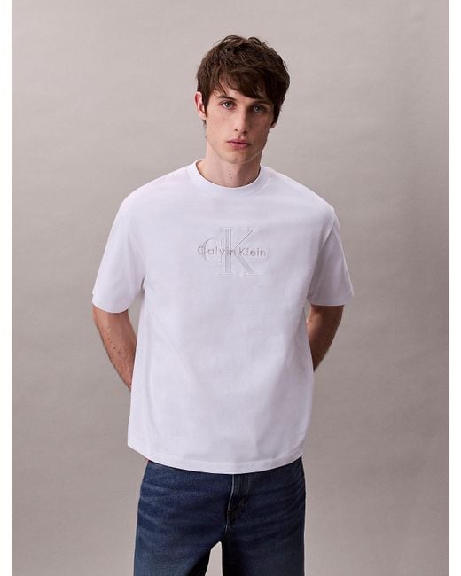 T-Shirt Con Monogramma Dal Taglio Relaxed di Calvin Klein in Purple da Uomo