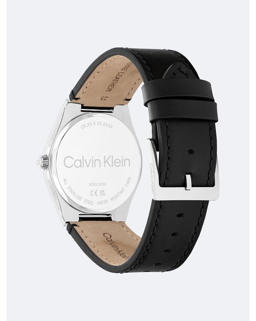 Calvin Klein White Leather Strap Multifunction Watch for men