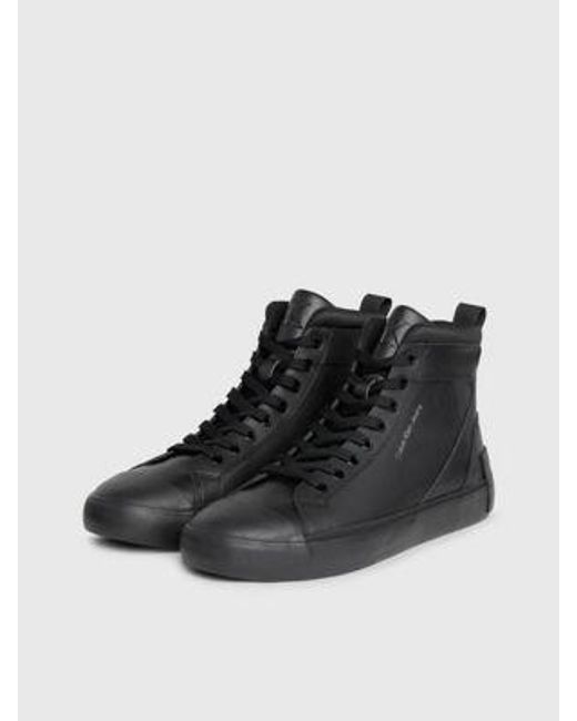 Calvin Klein Leren High-top Sneakers in het Black voor heren