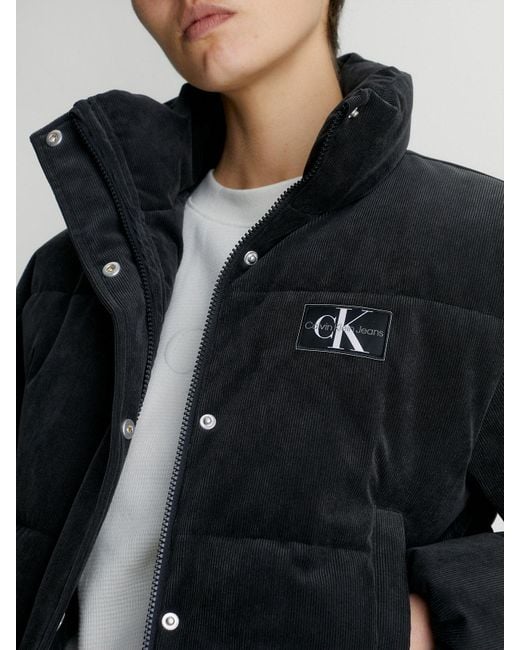 Calvin Klein Black Cropped Corduroy Puffer Jacket