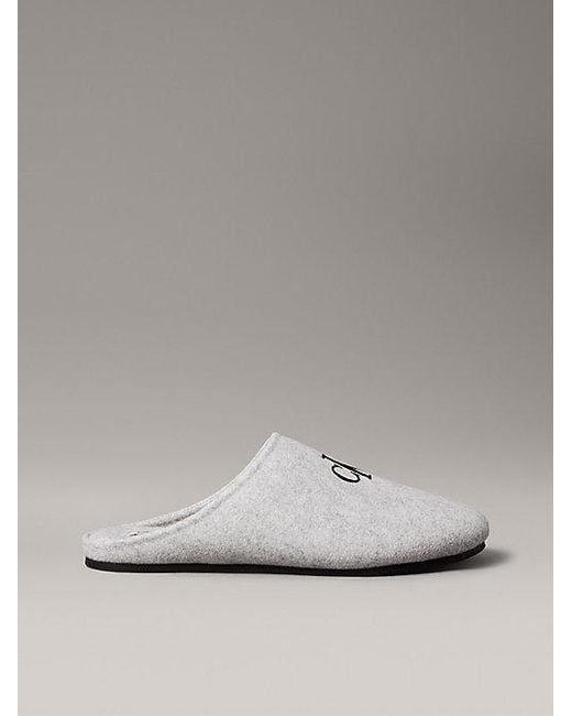 Calvin Klein Metallic Felt Signature Logo Mule Slippers for men