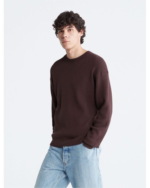 Calvin Klein Multicolor Smooth Cotton Waffle Crewneck Sweater for men