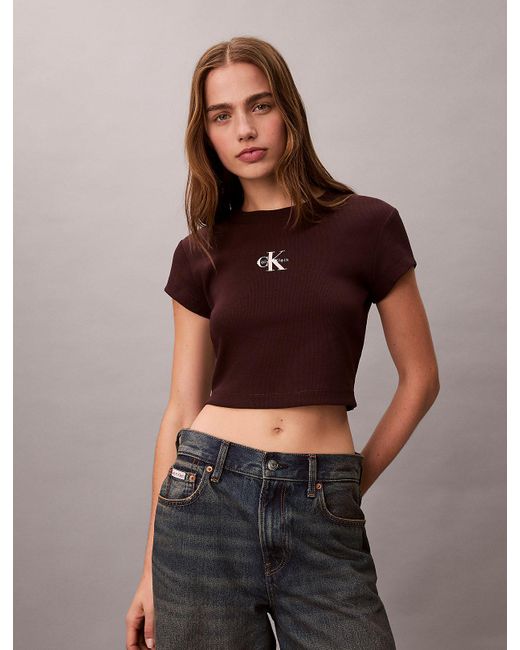 Calvin Klein Brown Monologo Baby Tee