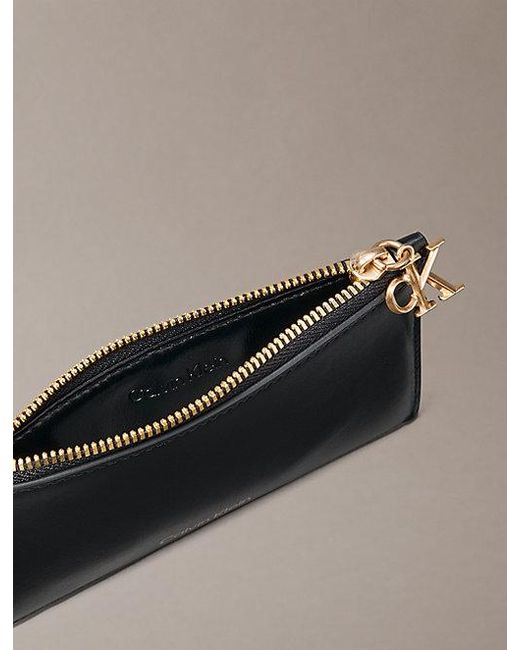 Calvin Klein Gray Leather Rfid Monogram Charm Cardholder