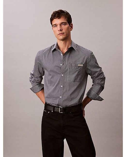 Camisa con botones holgada de satén Calvin Klein de hombre de color Gray