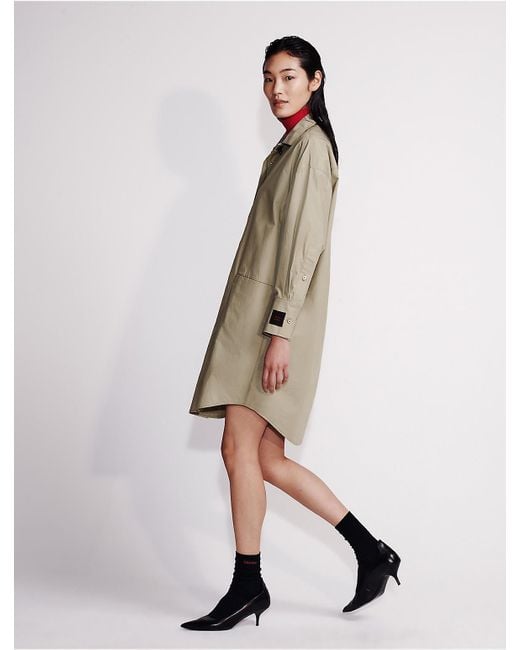 Calvin Klein Natural Poplin Woven Mini Shirt Dress