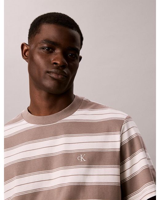 Calvin Klein Pink Cotton Stretch Stripe T-Shirt for men