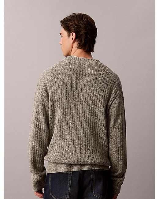 Calvin Klein Gray Jeans Cotton Ribbed Jumper for men