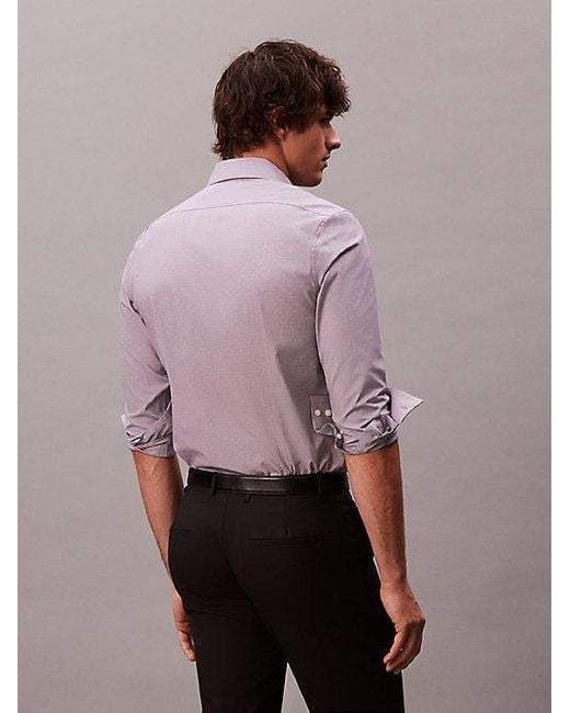 Calvin Klein Purple Slim Cotton Stretch Textured Shirt for men