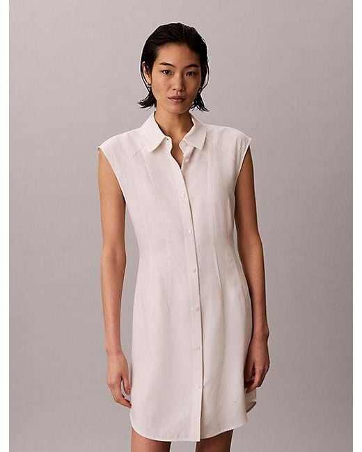 Calvin Klein Multicolor Soft Lyocell Linen Shirt Dress