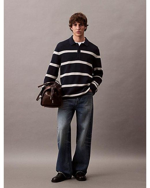 Calvin Klein Multicolor Stripe Polo Sweater for men