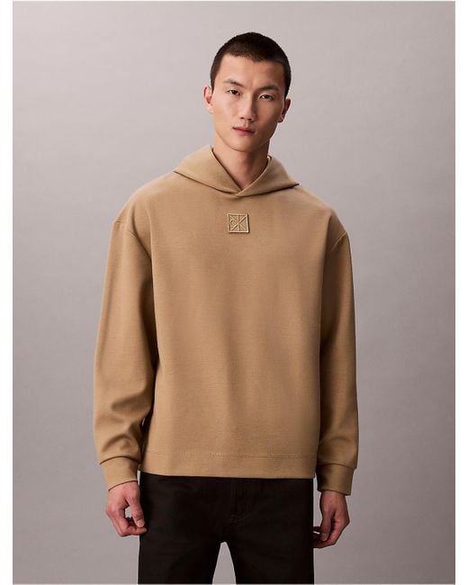 Calvin Klein Natural Wool Blend Emblem Logo Hoodie for men