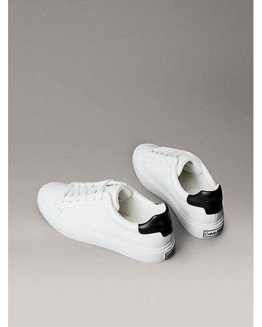 Calvin Klein Metallic Smooth Leather Embossed Logo Trainers