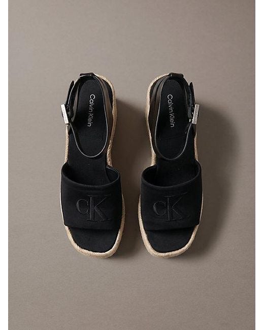 Calvin Klein Gray Elisabeth Espadrille Wedge Sandals