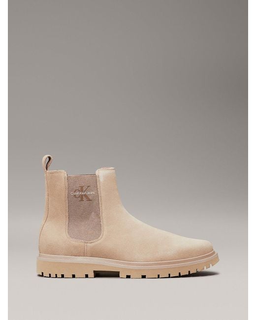 Calvin Klein Suede Chelsea Boots in Natural for Men Lyst UK