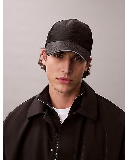 Calvin Klein Black Emblem Logo Cordura Trucker Cap for men