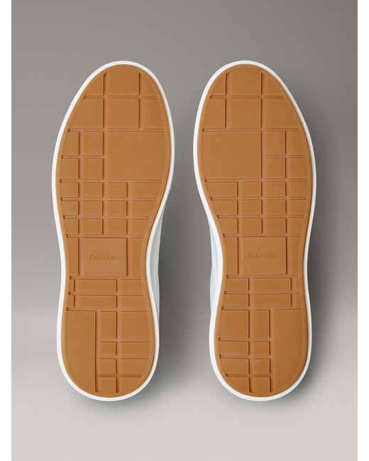 Calvin Klein White Leather Signature Logo Trainers for men