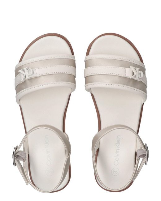 Calvin Klein White Kids Metallic Signature Sandals
