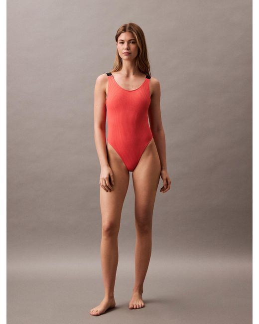 Calvin Klein Pink Low Back Swimsuit
