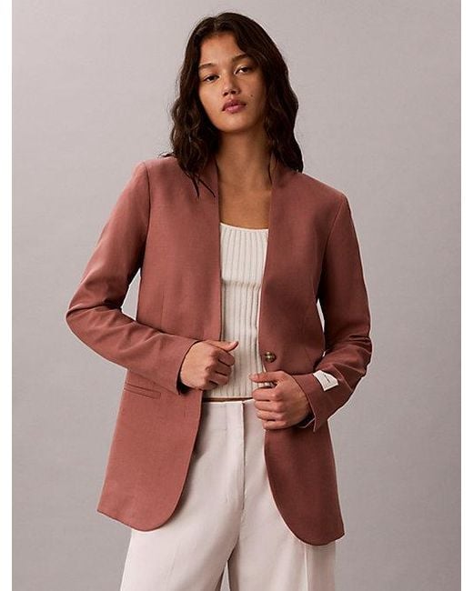 Calvin Klein Pink Lyocell Linen Blend Blazer