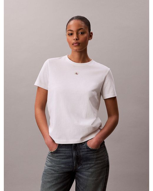 Calvin Klein White Soft Cotton Badge T-Shirt