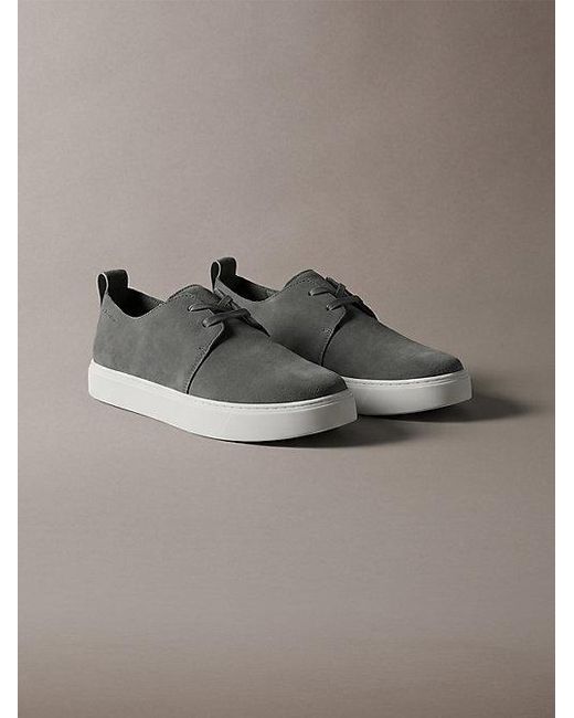 Calvin Klein Gray Suede Hybrid Derby Shoes for men