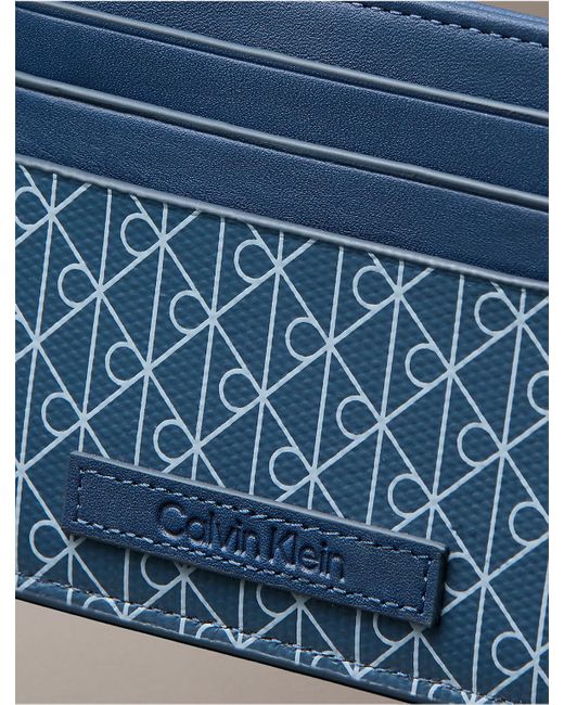 Calvin Klein Blue Allover Monogram Logo Card Holder for men