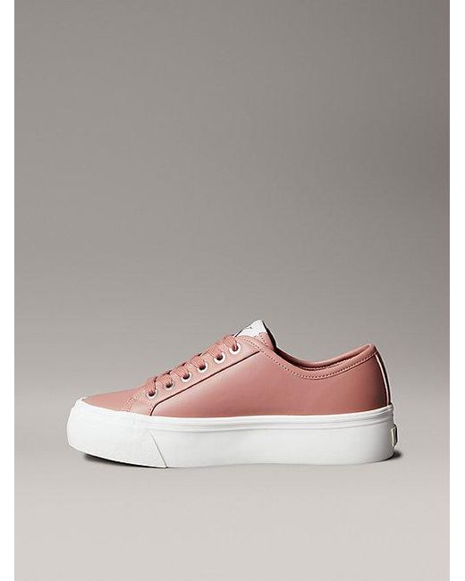 Calvin Klein Pink Leather Comfort Platform Trainers