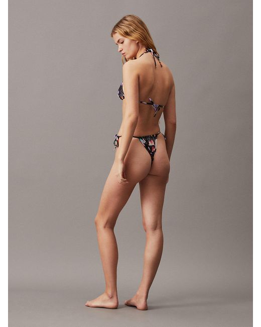 Calvin Klein Black Tie Side Bikini Bottoms - Ck Monogram Foil