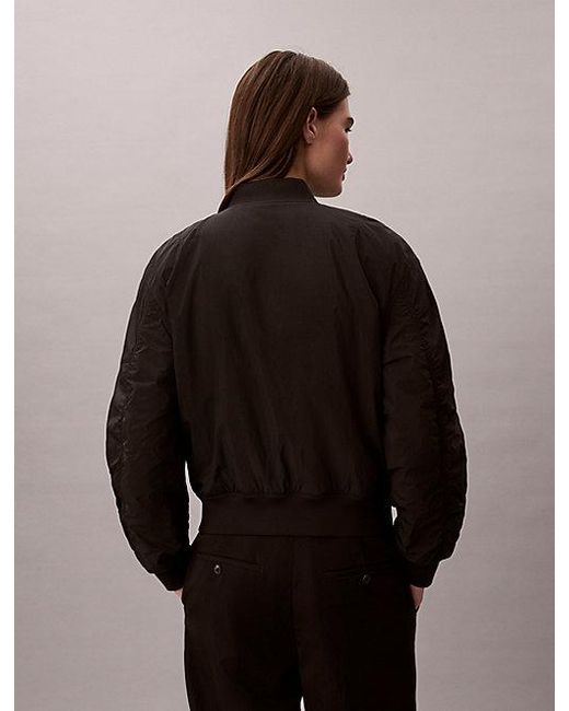 Calvin Klein Licht Gewatteerd Nylon Bomberjack in het Black