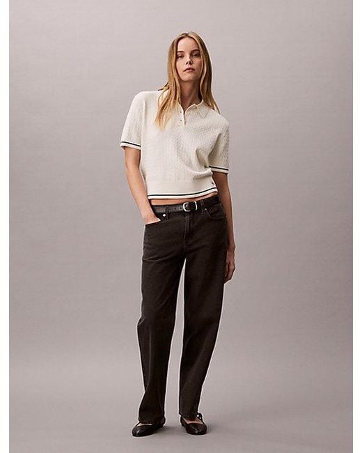 Calvin Klein Multicolor Jeans Cable Knit Short Sleeve Jumper